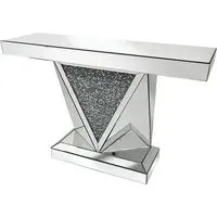 Silath Glass Console Table with Crystals - Silver, Mirror