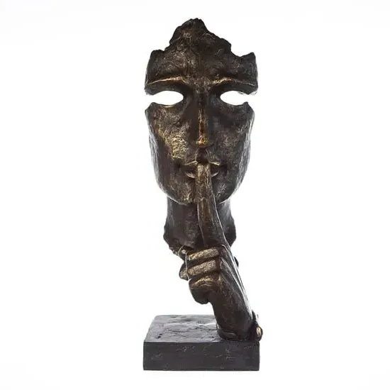 Silence Poly Design Sculpture - Antique Bronze, Grey image