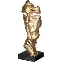 Silence Poly Design Sculpture - Antique Gold, Black