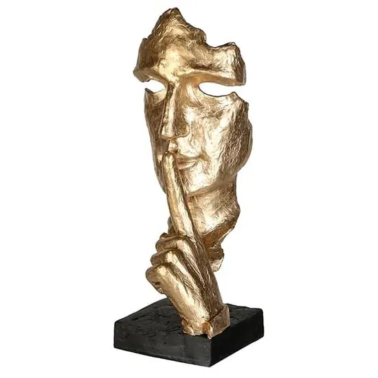 Silence Poly Design Sculpture - Antique Gold, Black