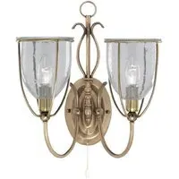 Silhouette 2 Light Wall Bracket - Antique Brass, Glass