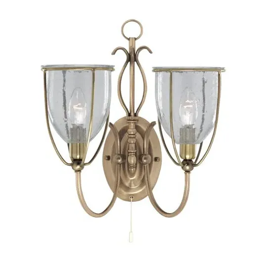 Silhouette 2 Light Wall Bracket - Antique Brass, Glass