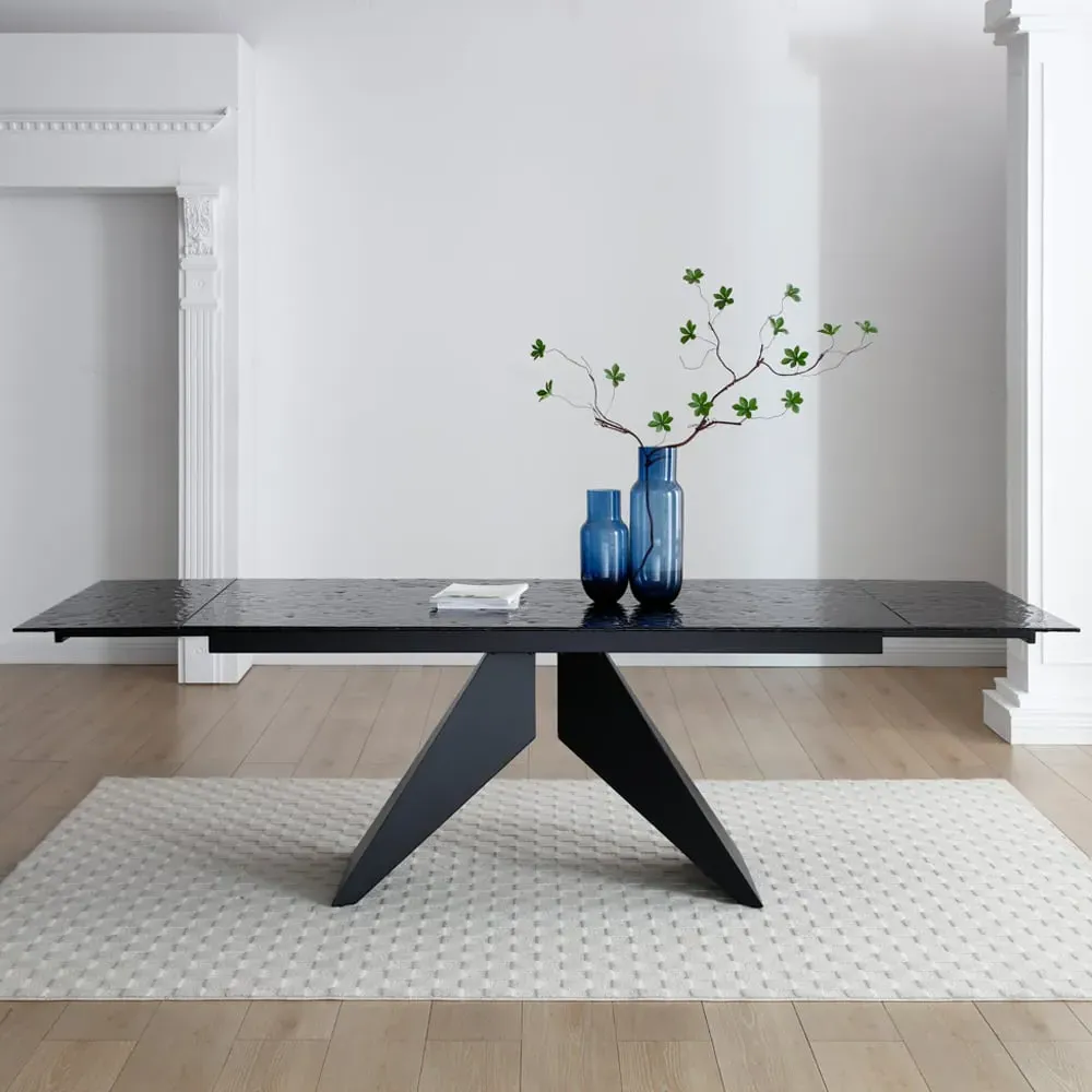 Silverton Extending Dining Table - Carbon Black, Glass