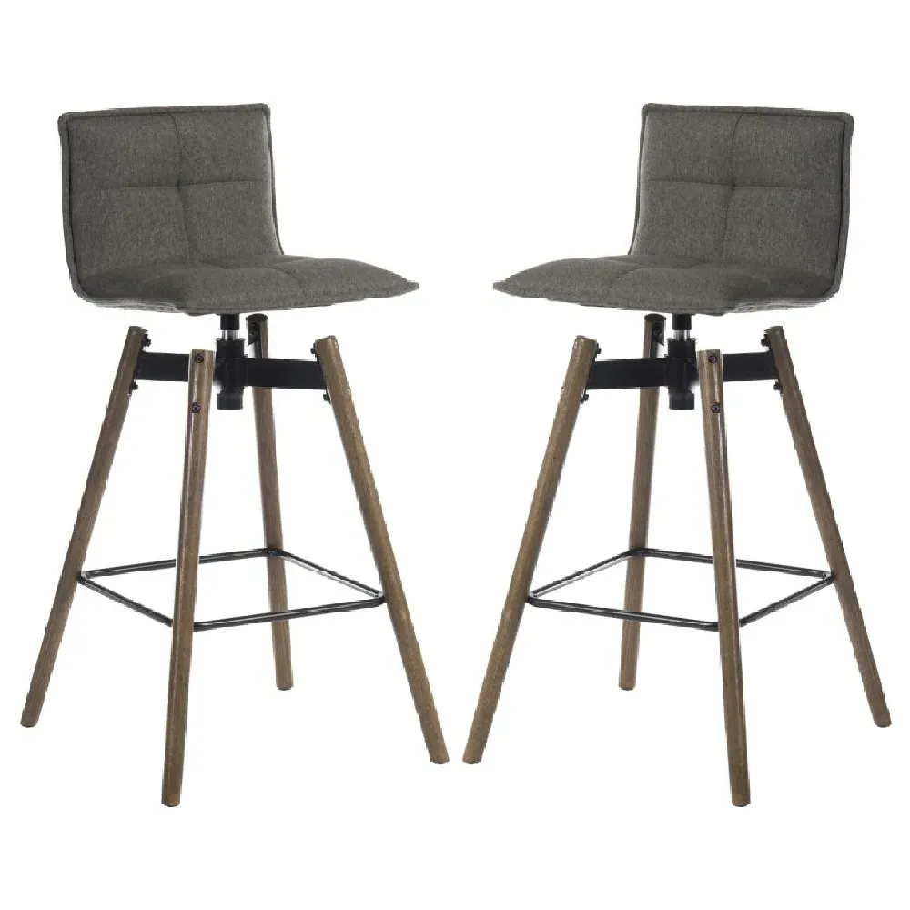 Silvis Barstool with Swivel Seat (Pair) - Grey, Fabric product