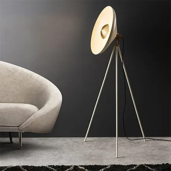 Silvis Coned Floor Lamp with Adjustable Head - White, Metal