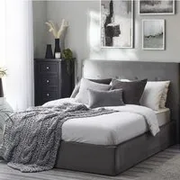 Silvis Double Storage Ottoman Bed - Grey, Velvet