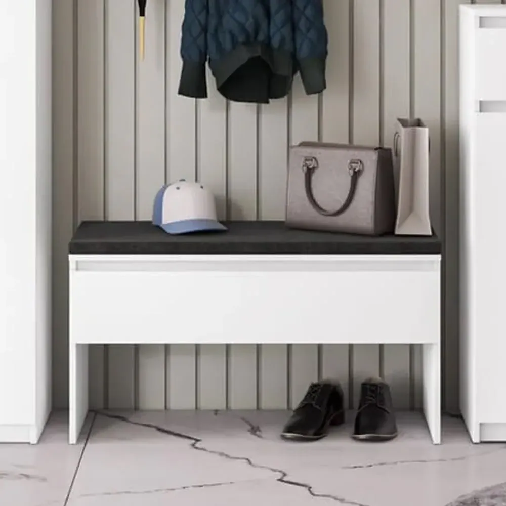 Silvis Hallway Seating Bench with Storage - White