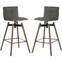 Silvis Swivel Barstools with Footrest - Grey, Fabric