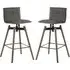 Silvis Swivel Barstools with Footrest - Grey, Fabric