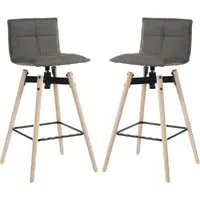 Silvis Swivel Barstools with Footrest - Grey, Fabric