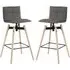 Silvis Swivel Barstools with Footrest - Grey, Fabric
