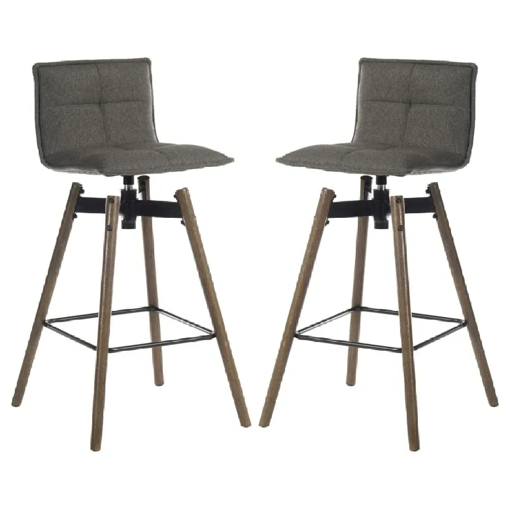 Silvis Swivel Barstools with Footrest - Grey, Fabric image