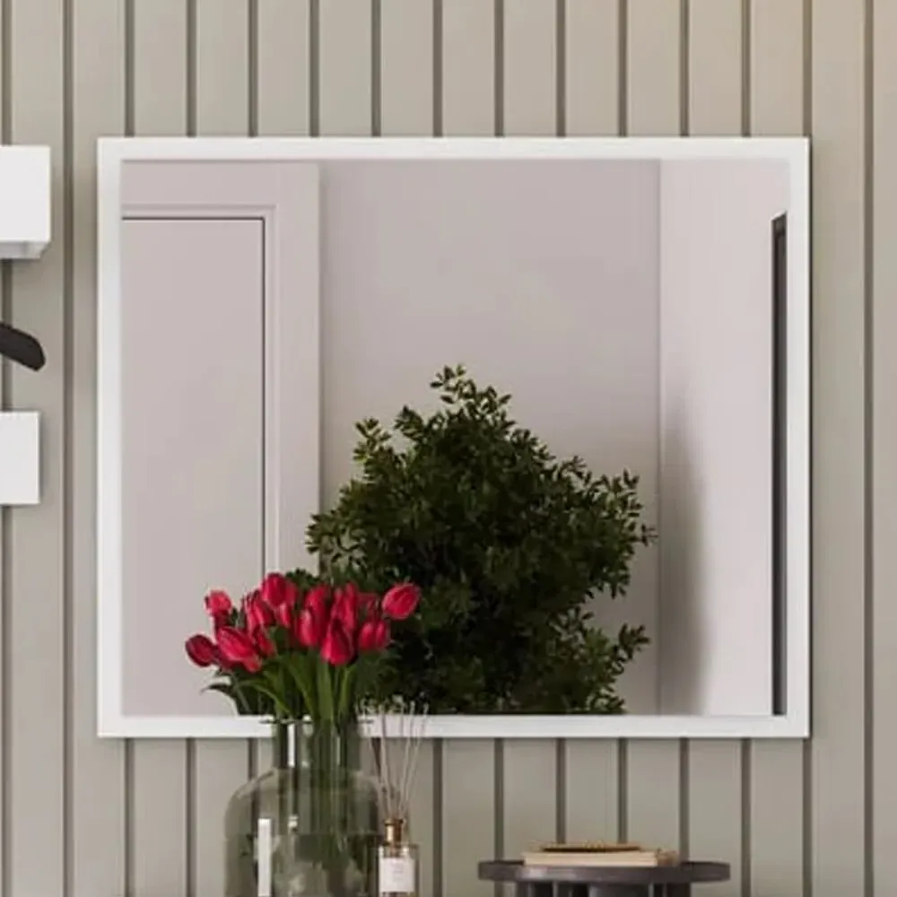 Silvis Wall Mirror - White, Wood