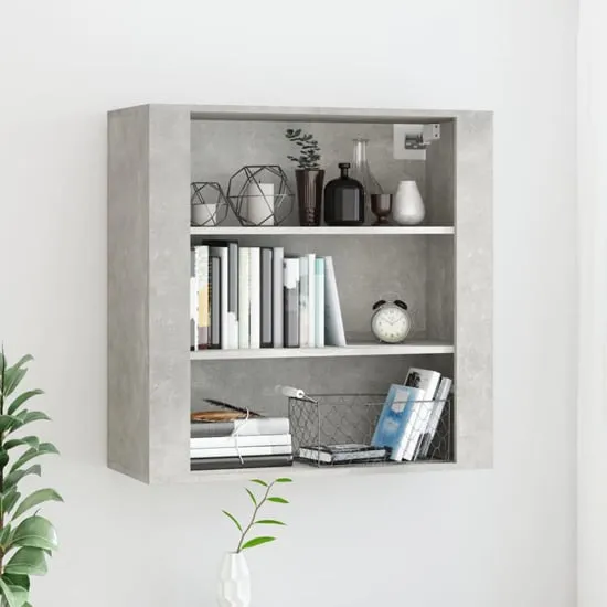 Silvis Wall Shelving Unit - Concrete Effect, Engineered Wood