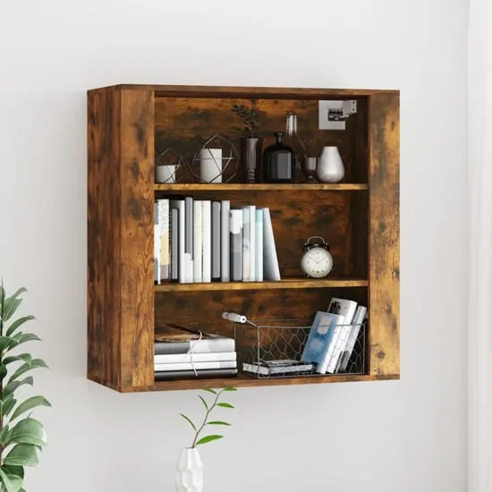 Silvis Wall Shelving Unit - Smoked Oak, Engineered Wood