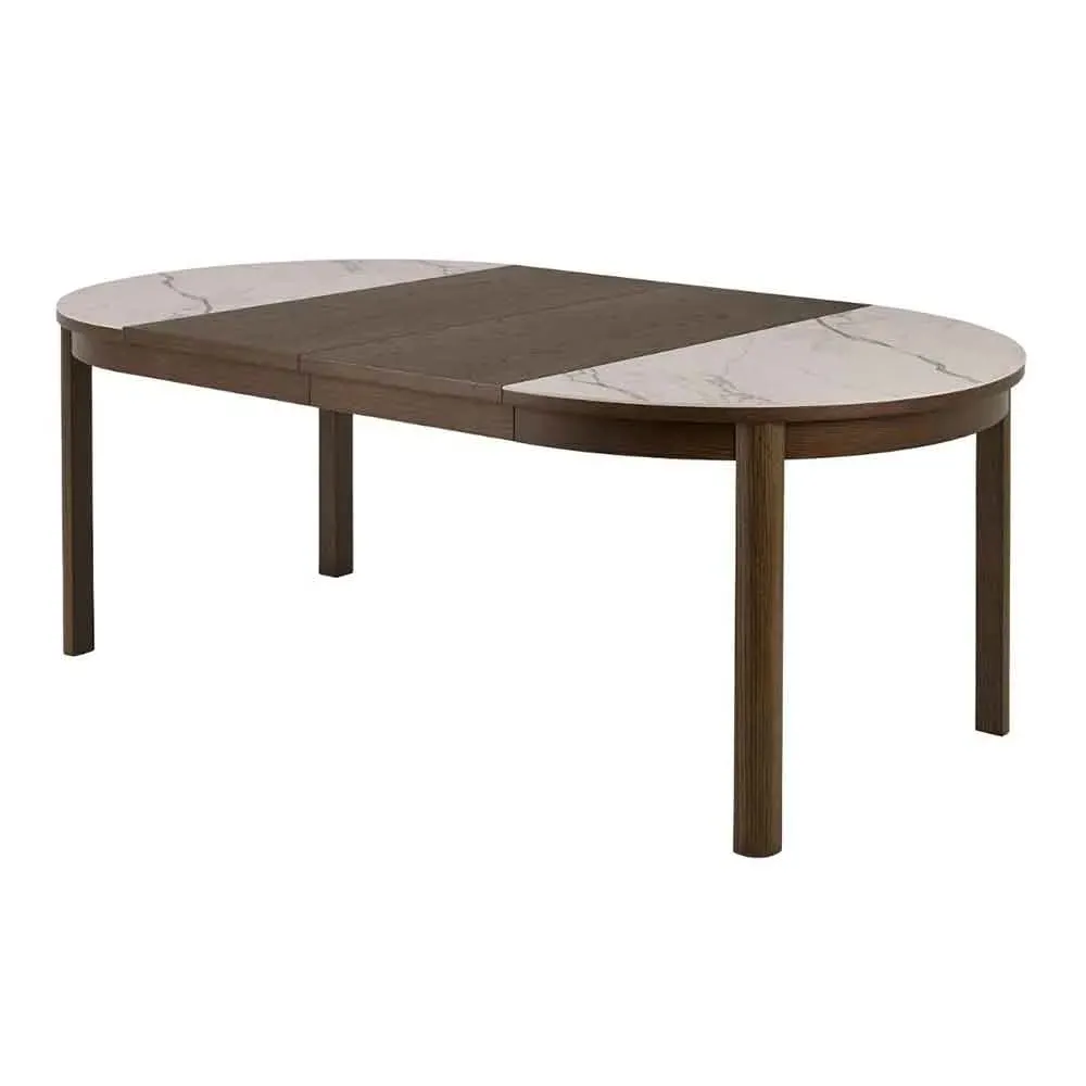 Simcoe Round Extendable Dining Table - White, Ceramic