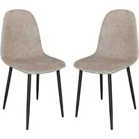 Simons Dining Chairs Set of 2 - Fawn, Faux Leather