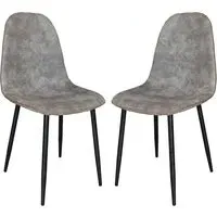 Simons Dining Chairs Set of 2 - Grey, Faux Leather