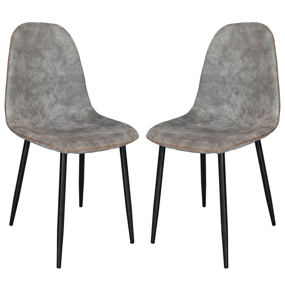 Simons Dining Chairs Set of 2 - Grey, Faux Leather image