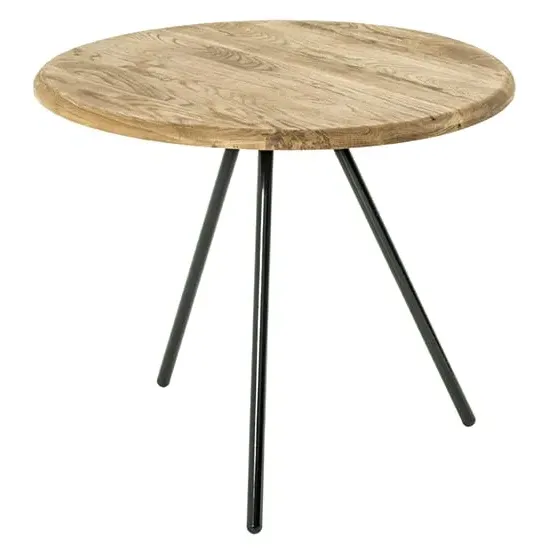 Simons Large Round Side Table - Oak, Black Metal