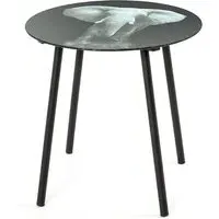 Simons Round Side Table - Black, Glass
