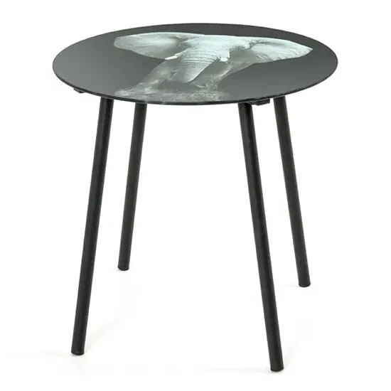 Simons Round Side Table - Black, Glass image