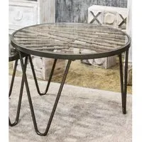 Simons Round Side Table - Clear Glass, Anthracite Metal