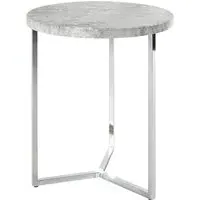 Simons Round Side Table - Concrete Effect, Chrome