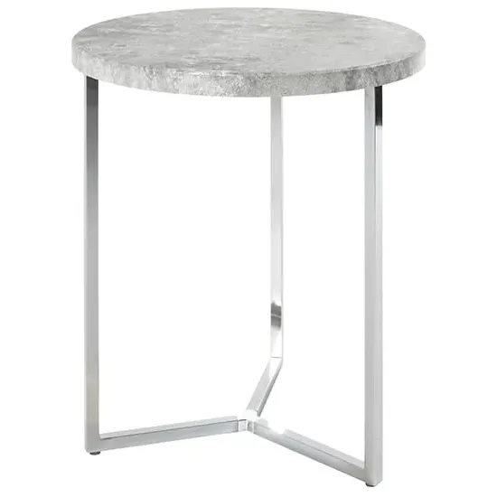 Simons Round Side Table - Concrete Effect, Chrome image