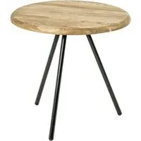 Simons Small Round Side Table - Oak, Black Metal