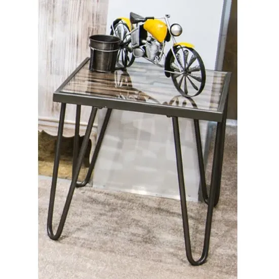 Simons Square Glass Side Table - Anthracite, Metal product