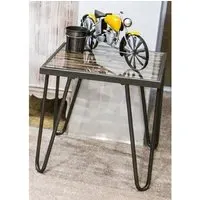 Simons Square Side Table - Clear Glass, Anthracite Metal