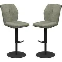 Simsbury Bar Chairs Pair - Green, Fabric