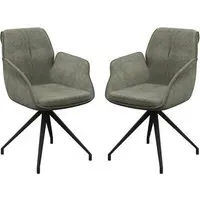 Simsbury Dining Armchairs Pair - Green, Fabric