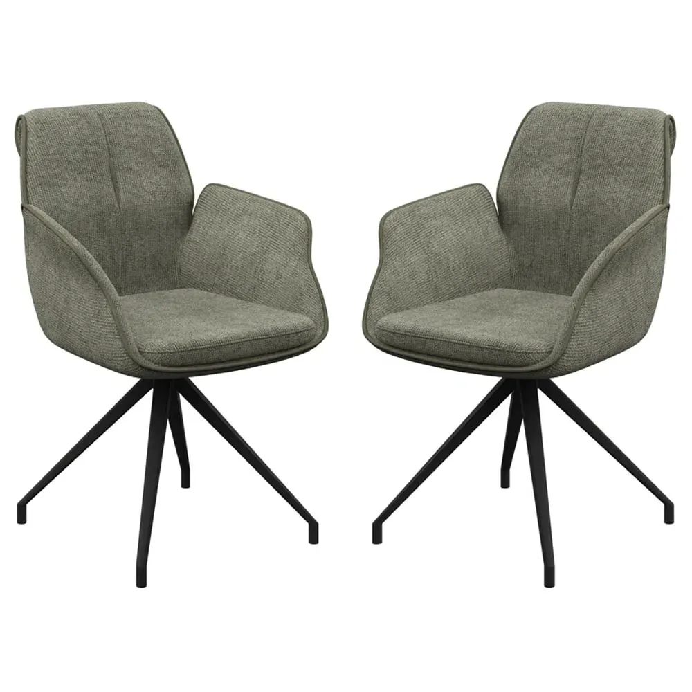 Simsbury Dining Armchairs Pair - Green, Fabric image