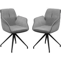 Simsbury Dining Armchairs Pair - Grey, Fabric