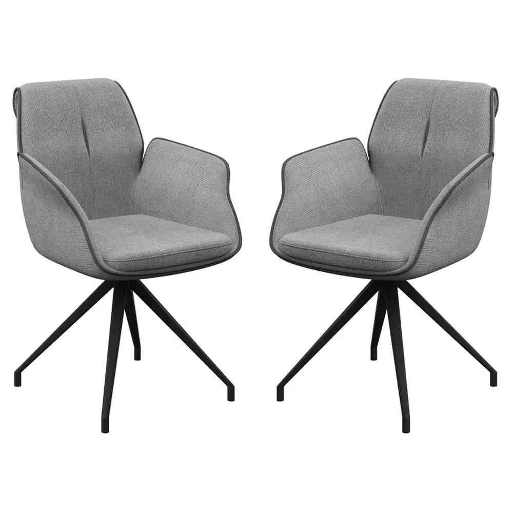 Simsbury Dining Armchairs Pair - Grey, Fabric