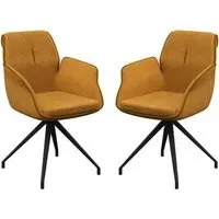 Simsbury Dining Armchairs Pair - Mustard, Fabric