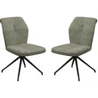 Simsbury Dining Chairs Pair - Green, Fabric