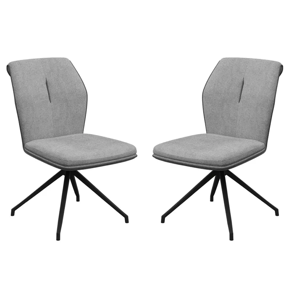 Simsbury Dining Chairs Pair - Grey, Fabric