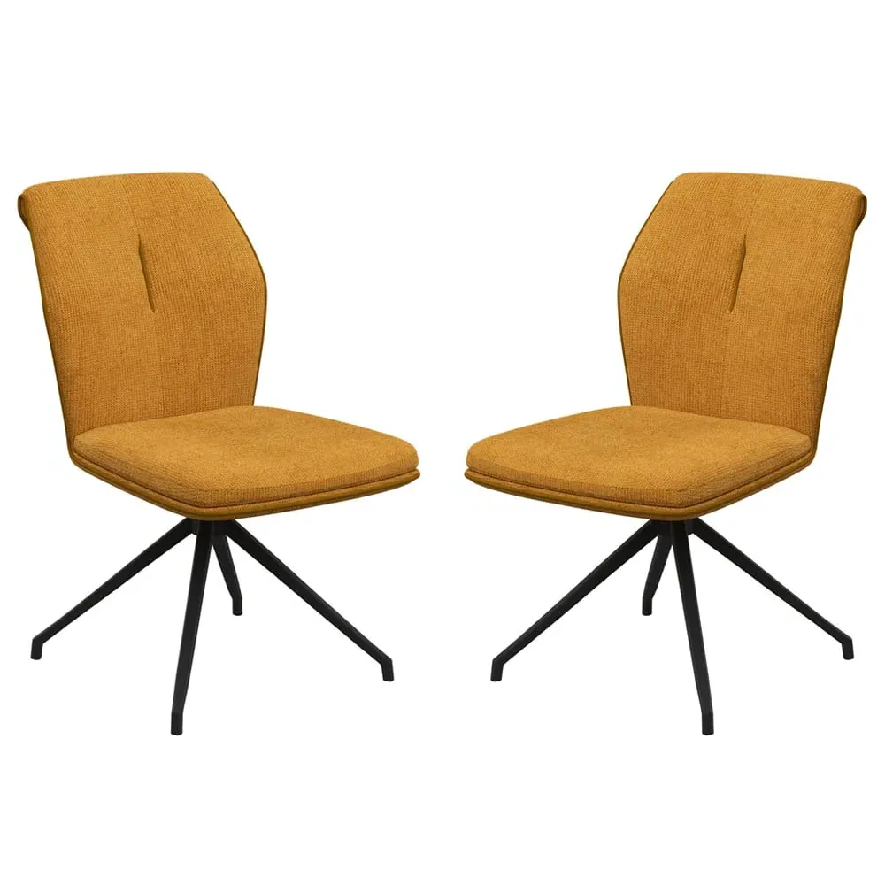 Simsbury Dining Chairs Pair - Mustard, Fabric