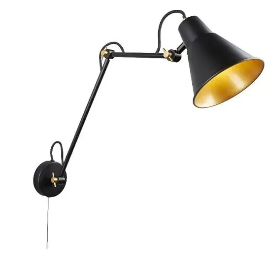 Single Light Adjustable Wall Bracket - Black, Steel