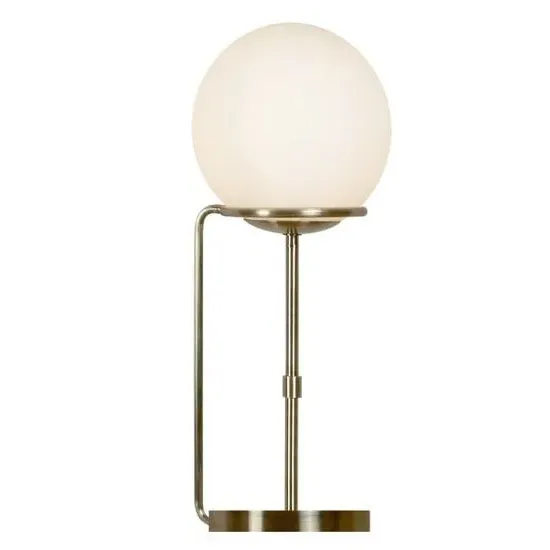 Single Light Table Lamp with Opal Glass Shade - Antique Brass image