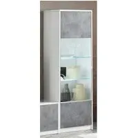Sion Display Cabinet 1 Door with LED - White, Concrete Effect