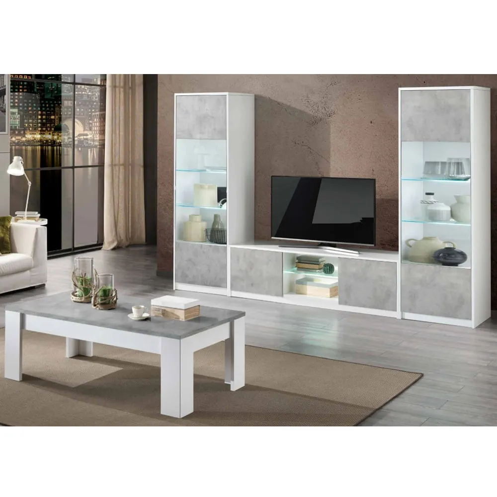 Sion Living Room Set with Coffee Table - White Beton