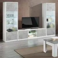 Sion Living Room Set with Display Cabinet - White Beton