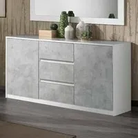 Sion Sideboard 2 Doors 3 Drawers - White, Concrete Effect
