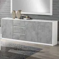 Sion Sideboard 3 Doors 3 Drawers - White, Concrete Effect