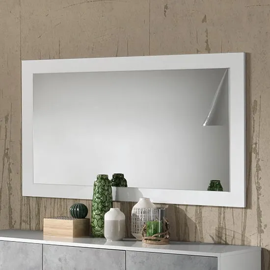 Sion Small Rectangular Wall Mirror - White, MDF image