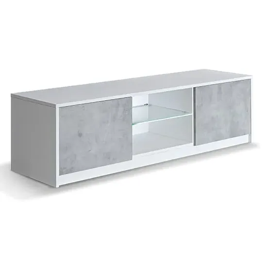 Sion TV Stand 2 Doors with LED - White, MDF